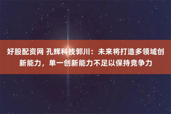 好股配资网 孔辉科技郭川：未来将打造多领域创新能力，单一创新能力不足以保持竞争力